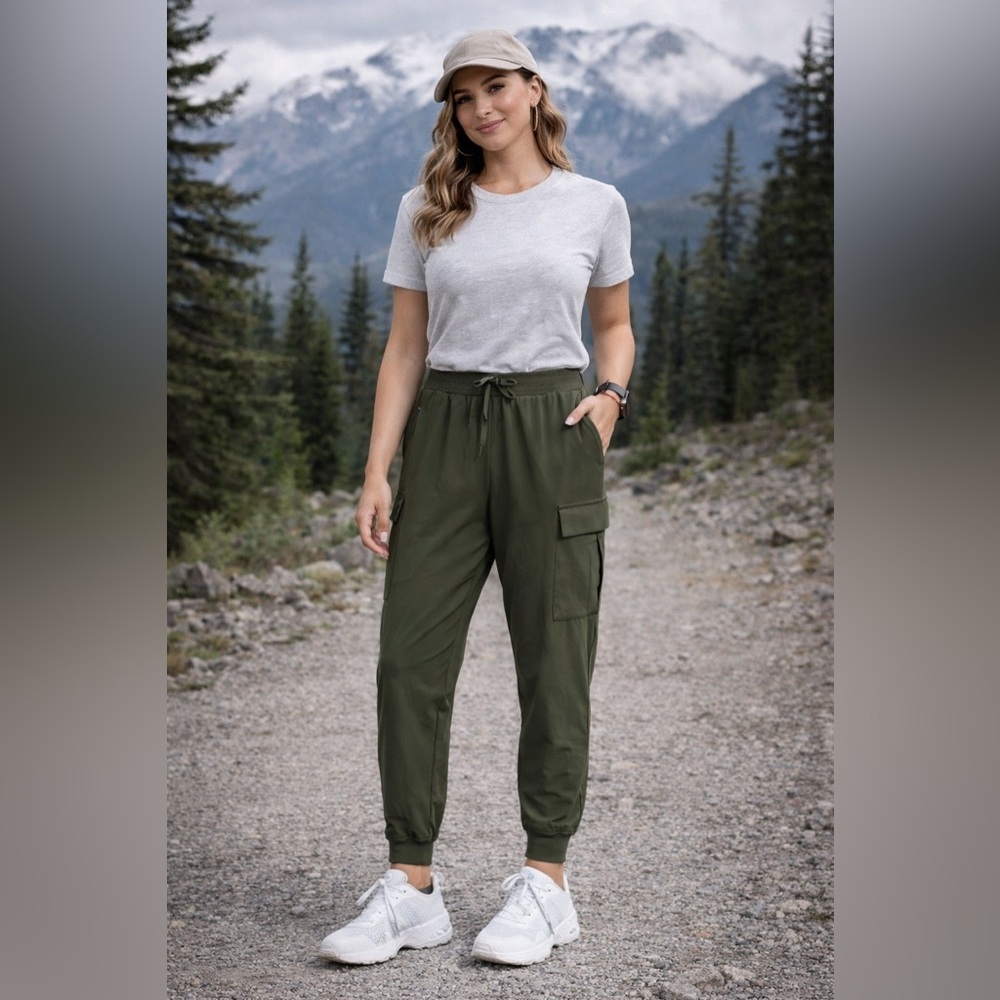 Olive Green Cargo Hiking Joggers